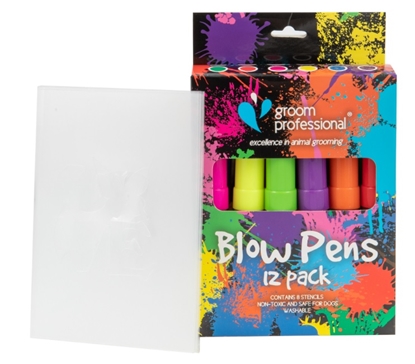Picture of Groom Professional Creative Blow Pens 12 Pack With Stencils